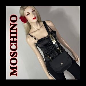 Moschino Black Crossbody with Gold Accents